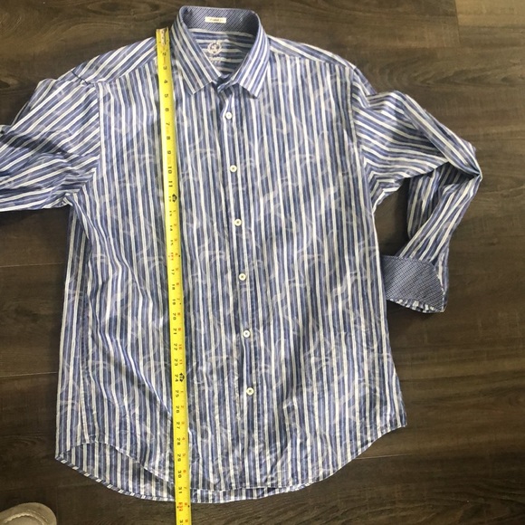 Bucatchi Uomo Men's Shaped Fit Long Sleeve Button Down Blue Strip Shirt L - Picture 9 of 11
